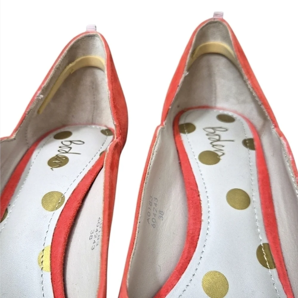 Boden Suede Leather Madison Courts Burnt Orange Scallop Heels Size 7.5